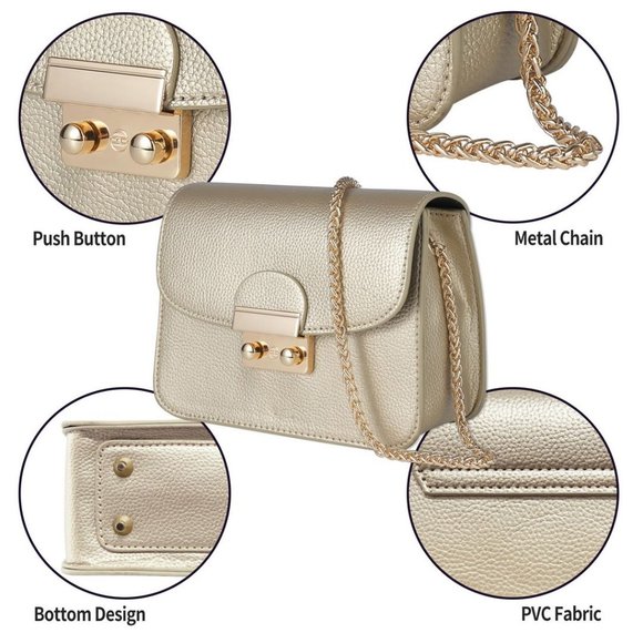 Small Evening Bags for Women Crossbody Bag Chain - Gold - Picture 6 of 7